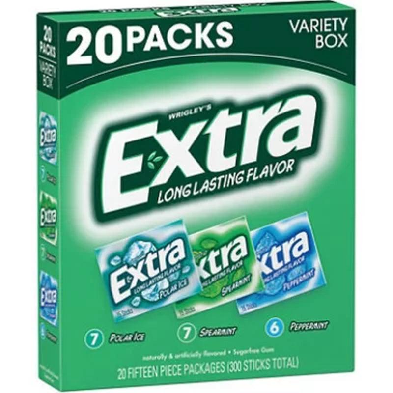 Extra Mint Sugar Free Chewing Gum Bulk Variety Pack (15 Pc., 20 Pk.)