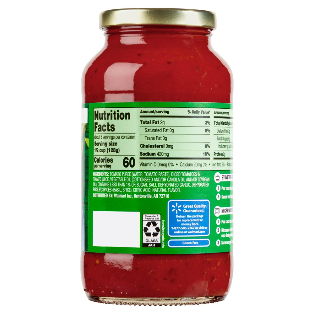 Great Value Tomato Basil Garlic Pasta Sauce, 24 Oz