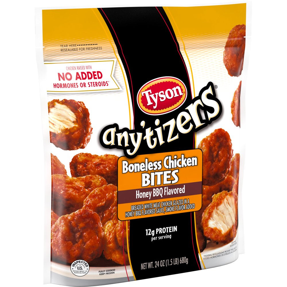 Tyson Any'Tizers Honey BBQ Boneless Chicken Bites, 1.5 Lb Bag (Frozen)