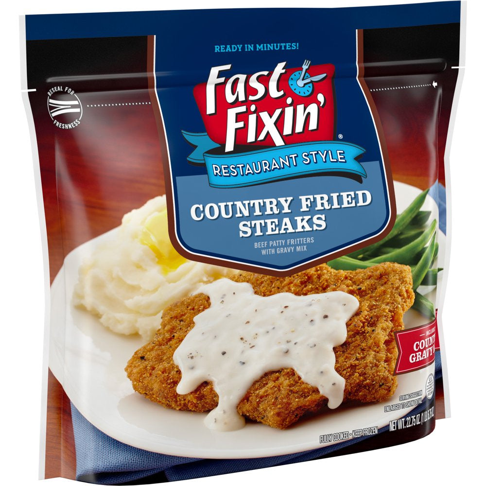 Fast Fixin' Restaurant Style Country Fried Steak with Gravy, 1.4 Lb Bag (Frozen)