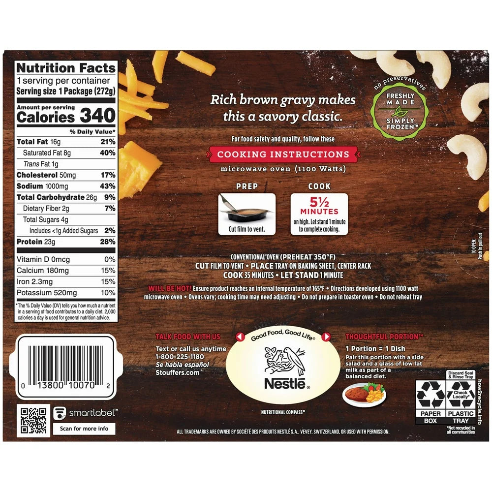 Stouffer'S Salisbury Steak Individual Frozen Meal, 9.6 Oz (Frozen)