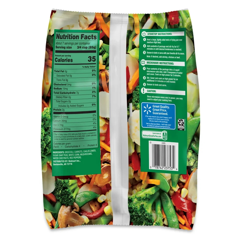 Great Value Frozen Broccoli Stir Fry, Mixed Vegetables, 20 Oz Bag