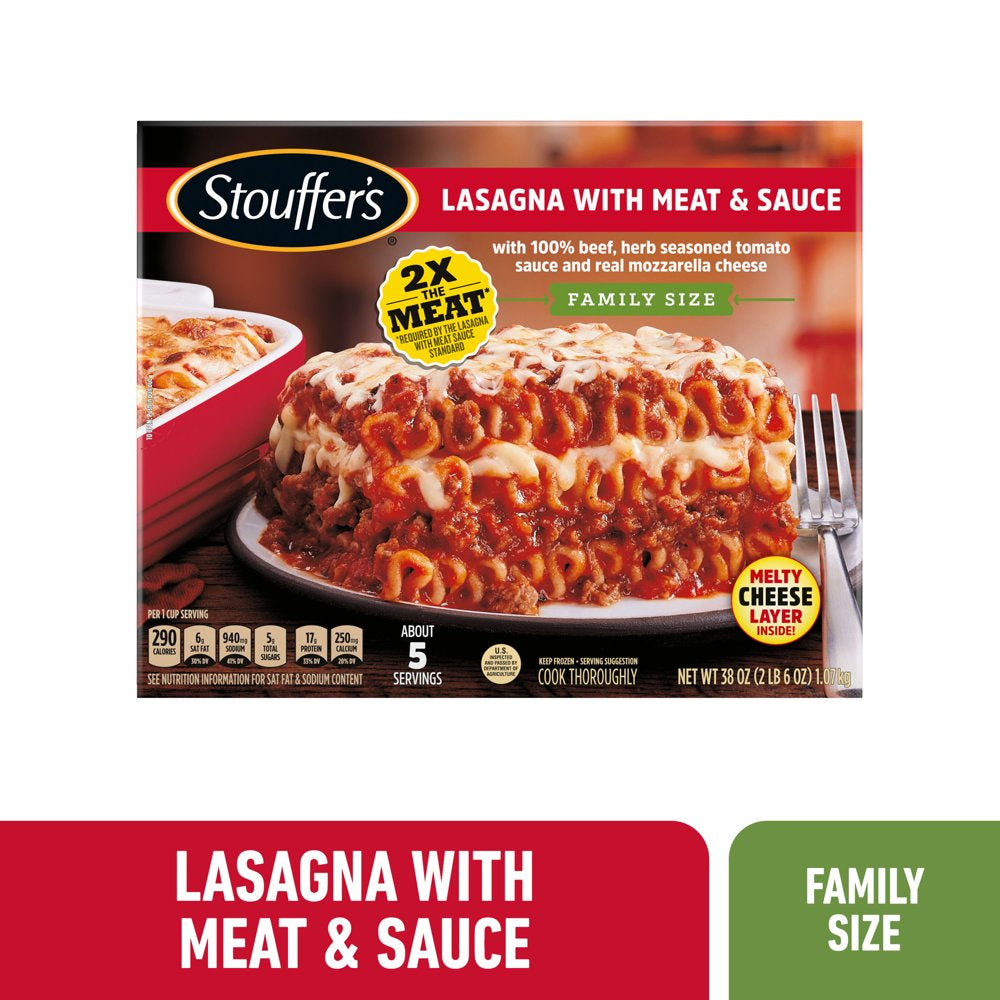 Stouffer'S Meat and Sauce Family Size Lasagna Frozen Frozen Meal, 38 Oz (Frozen)