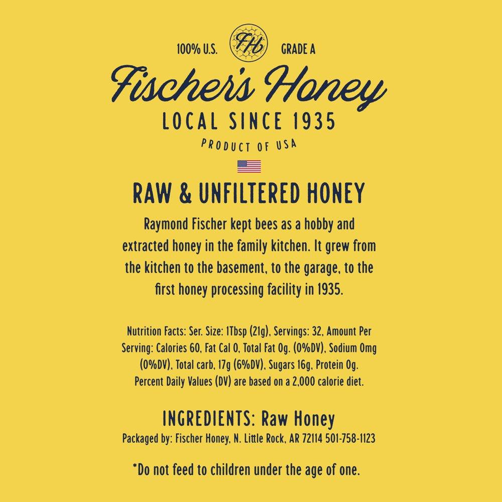 Fischer'S Honey 100% Grade A, Raw and Unfiltered Clover Honey, 24 Oz Squeeze Bottle