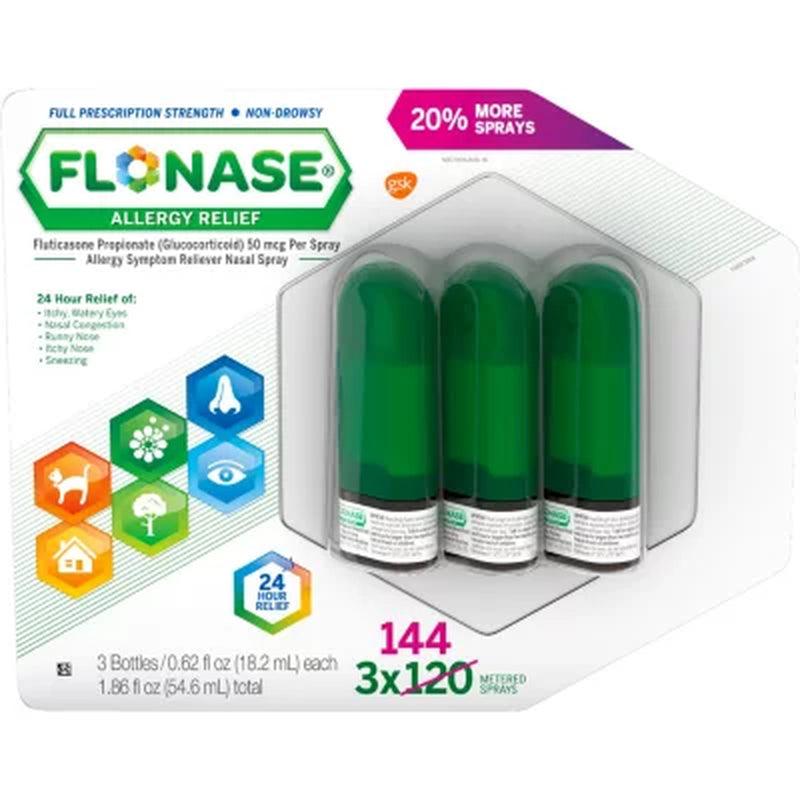 Flonase Allergy Relief Nasal Spray (144 Sprays per Bottle, 3 Ct.)