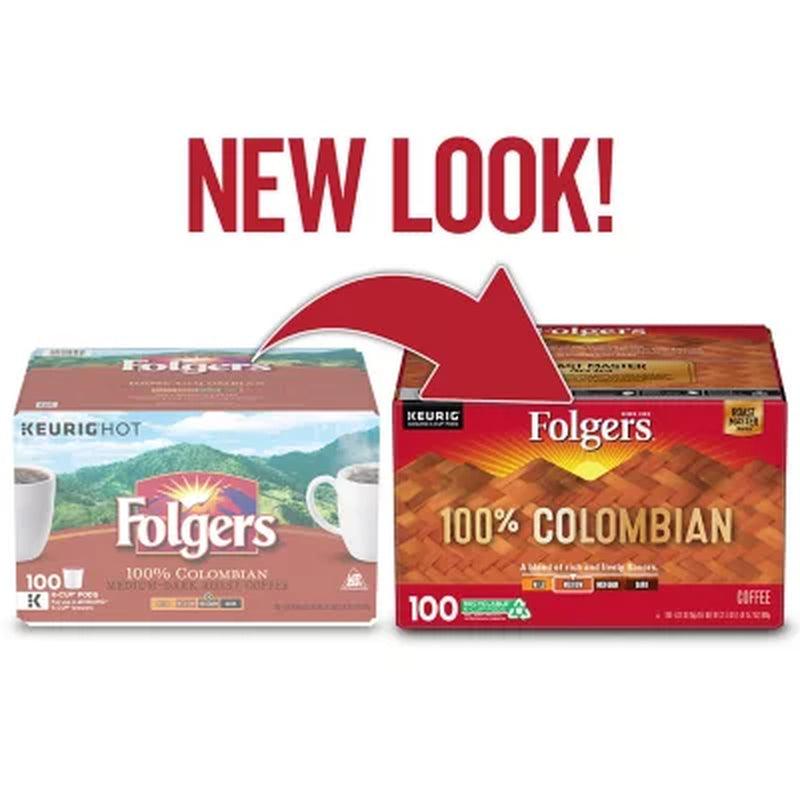 Folgers 100% Colombian Coffee K-Cups,Medium Roast (100 Ct.)