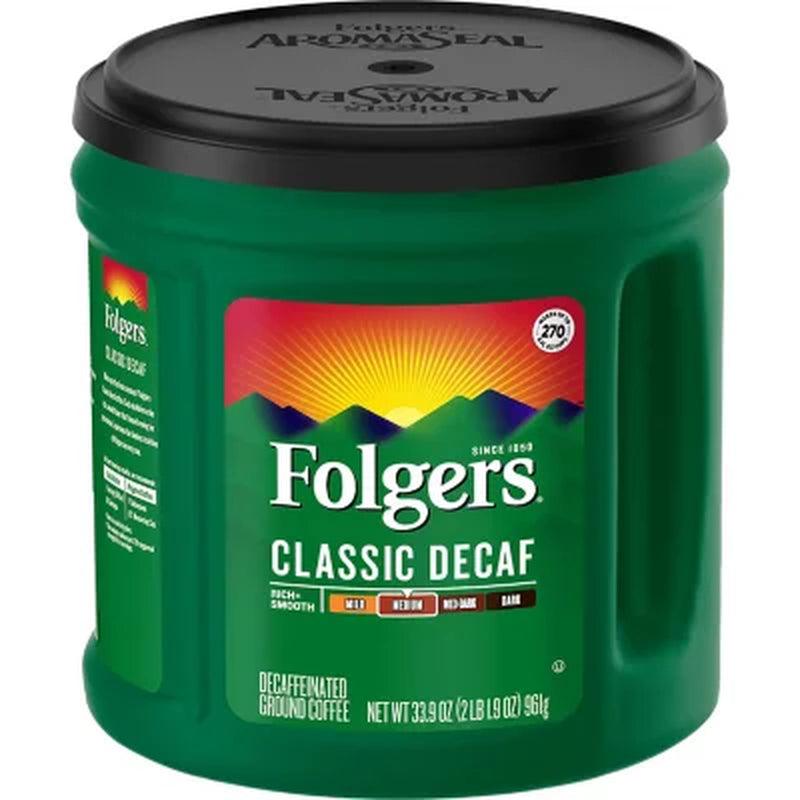 Folgers Decaffeinated Classic Roast Coffee - 33.9 Oz. Bundle with Organics Special Blend Coffee and Cocoa Mix.