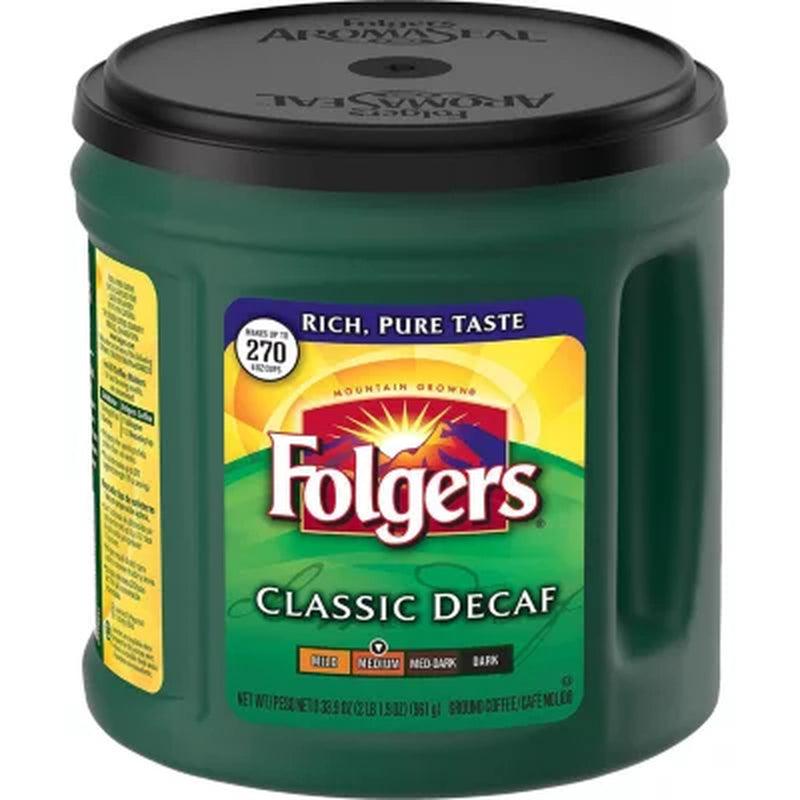 Folgers Decaffeinated Classic Roast Coffee - 33.9 Oz. Bundle with Organics Special Blend Coffee and Cocoa Mix.