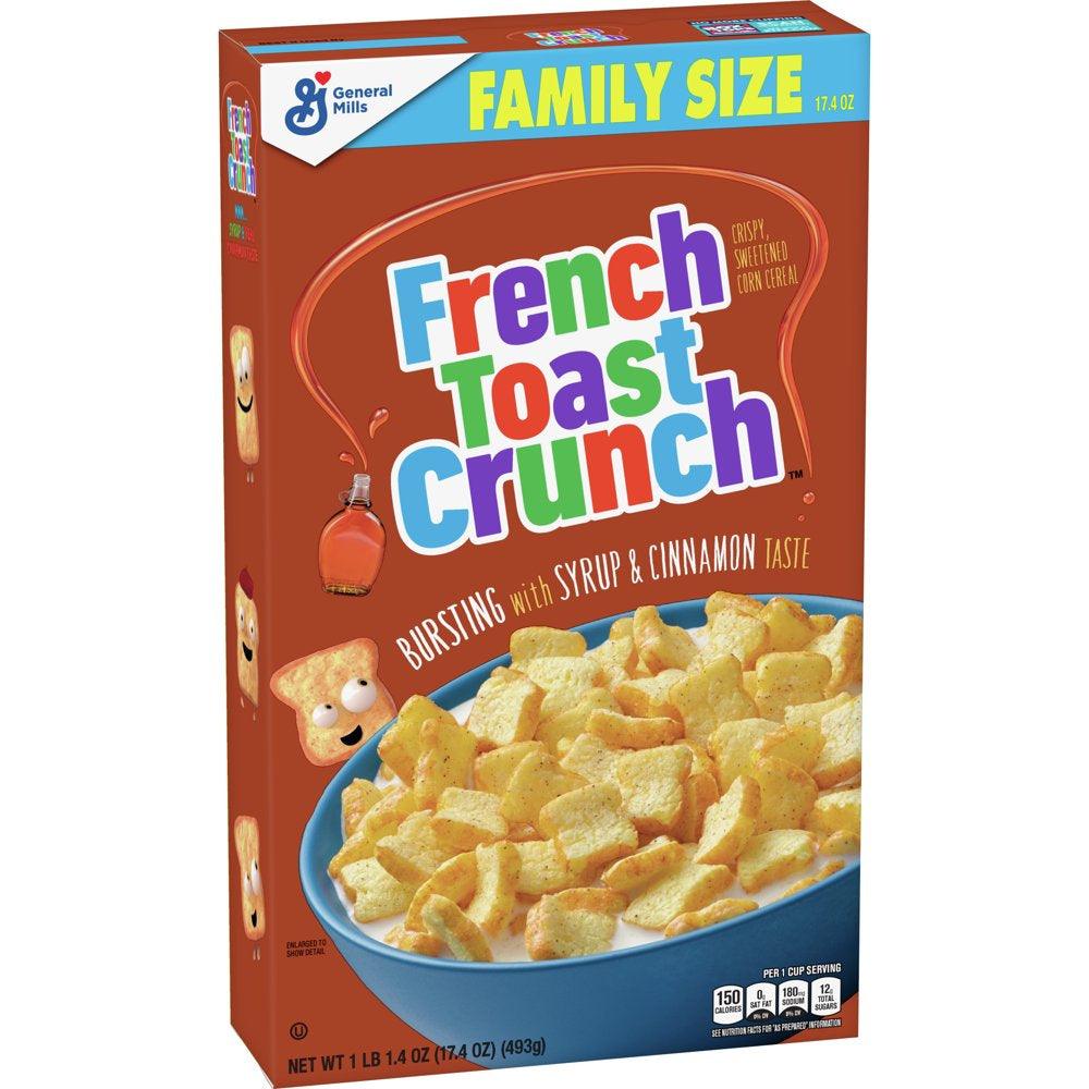 French Toast Crunch Sweetened Breakfast Cereal, 17.4 OZ Family Size Cereal Box