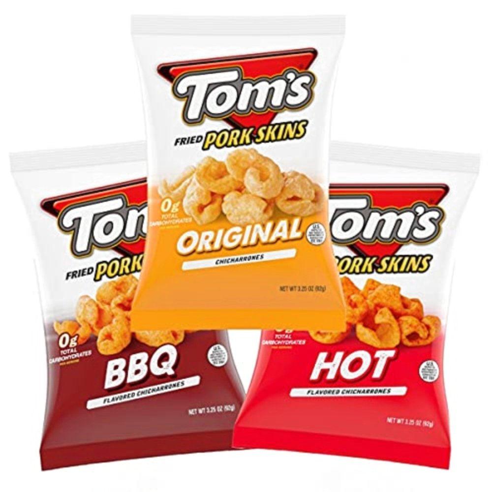 Fried Pork Skins by Tom'S, 3.25 Oz Hungry Sized Bags | (BBQ, 3 Pack)