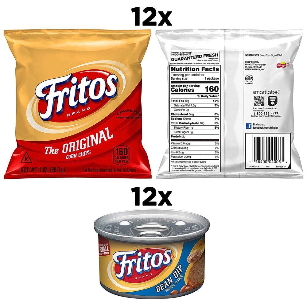 Fritos Original Chips & Bean Dip Cans Variety Pack, 24 Count