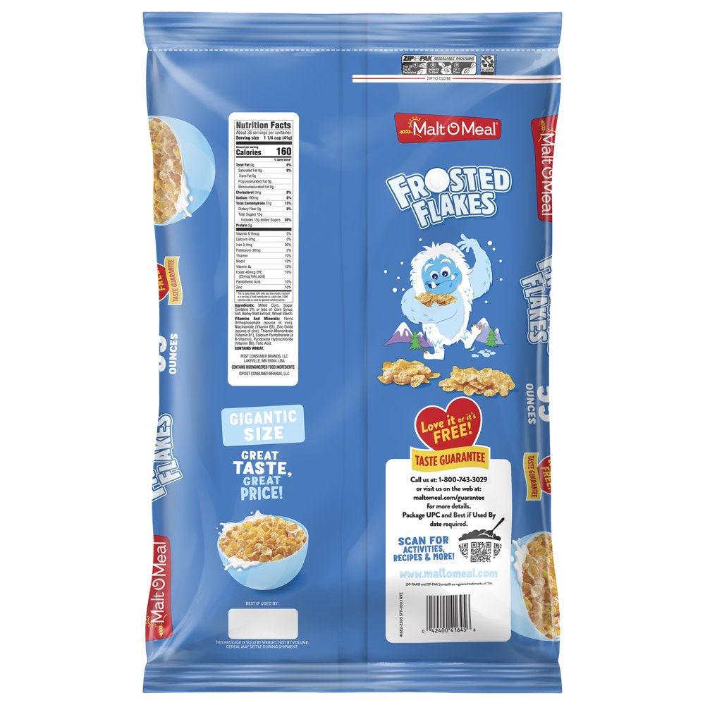 Frosted Flakes Cereal, Frosty Flakes Breakfast Cereal, 55 Oz Resealable Cereal Bag