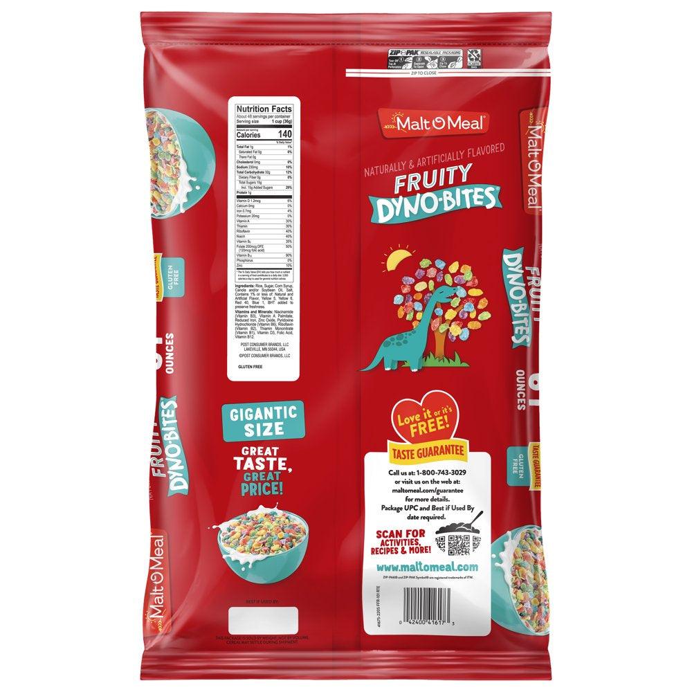 Fruity Dyno Bites Cereal, Gluten Free Breakfast Cereal, 61 Oz Resealable Cereal Bag