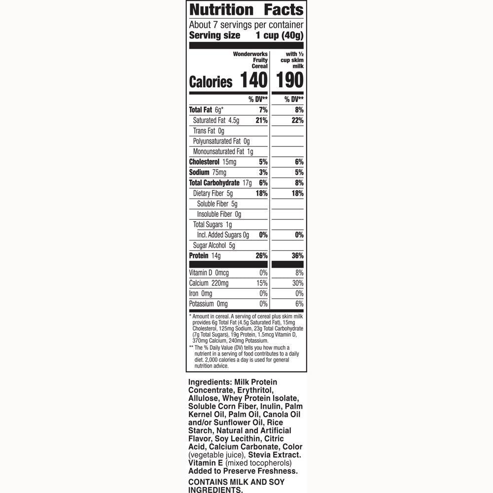 Fruity Wonderworks Keto Friendly Breakfast Cereal, Keto Friendly Snack, 1G Sugar, 10.2 Oz