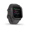 Garmin Venu Sq - Slate Aluminum Bezel with Shadow Gray Case and Silicone Band