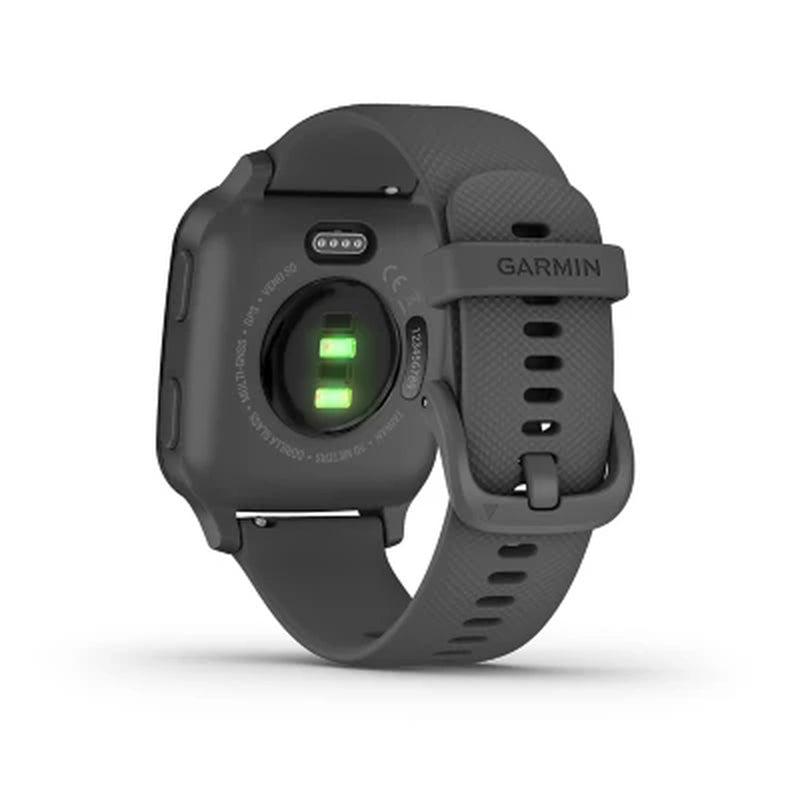 Garmin Venu Sq - Slate Aluminum Bezel with Shadow Gray Case and Silicone Band