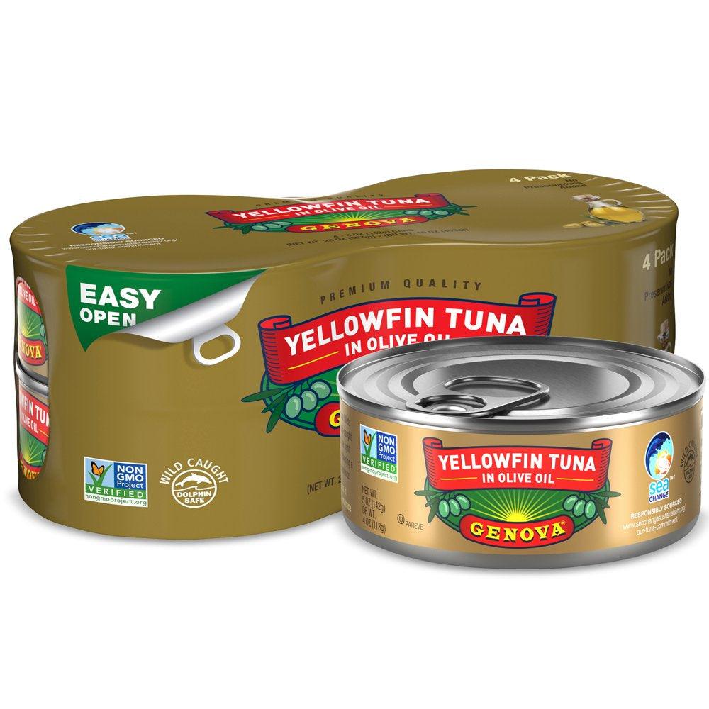 Genova Yellow Fin Tuna in Olive Oil, 5 Oz, 4 Cans