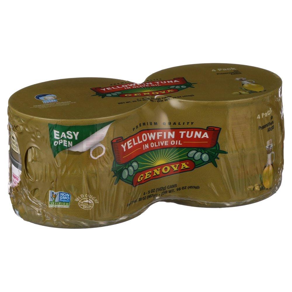 Genova Yellow Fin Tuna in Olive Oil, 5 Oz, 4 Cans