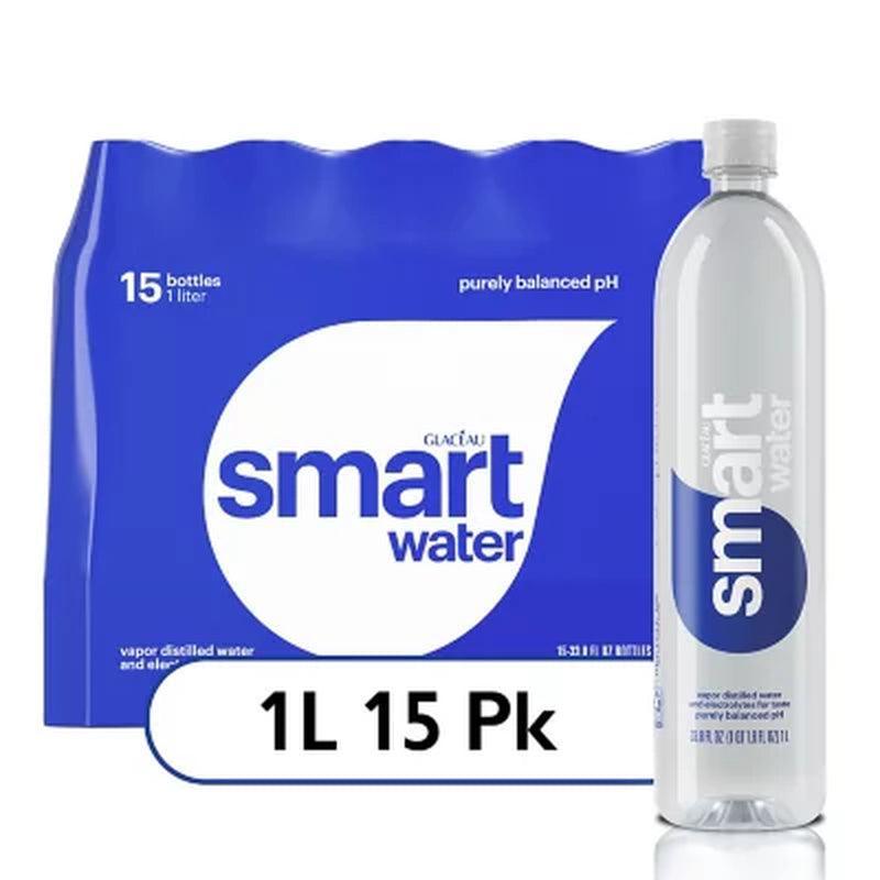 Glaceau Smartwater Distilled Water Bottles (1 L., 15 Pk.)