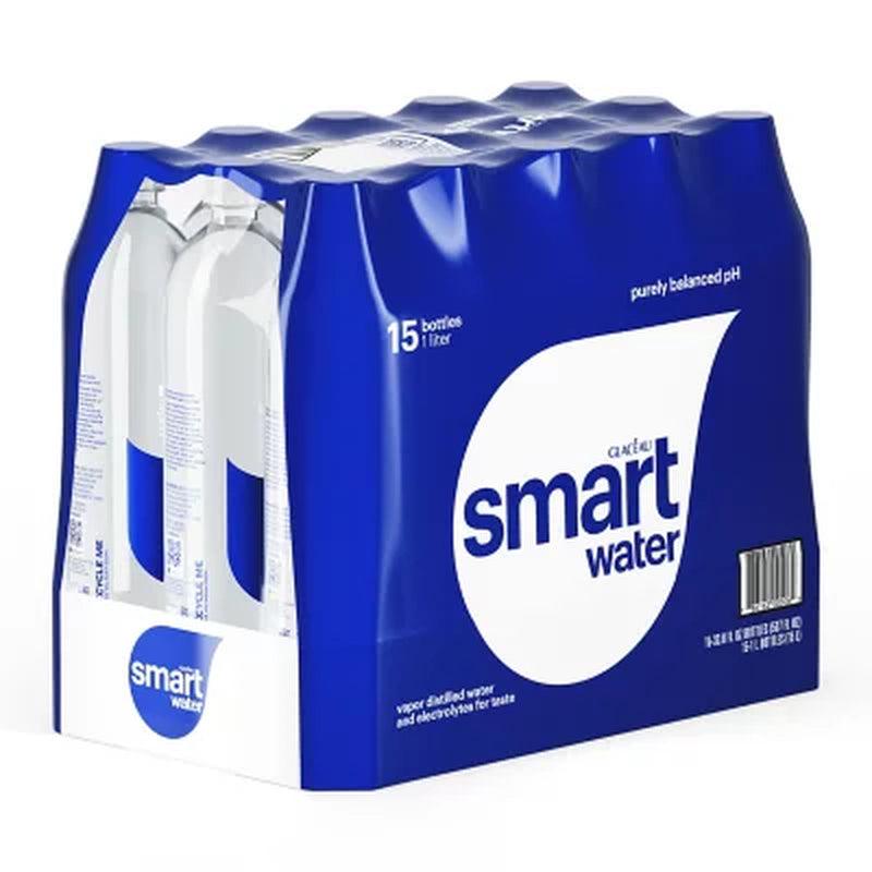 Glaceau Smartwater Distilled Water Bottles (1 L., 15 Pk.)