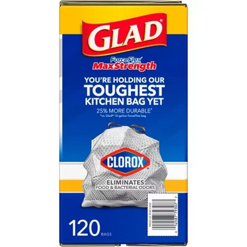 Glad Forceflex plus Tall Kitchen Trash Bags with Clorox, Lemon Fresh Bleach Scent (13 Gal., 120 Ct.)