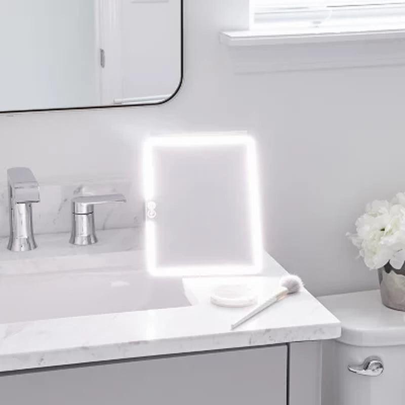 Glotech LED Lighted Edge Slim Mirror with Magnifying Mirror (5X, 3X)