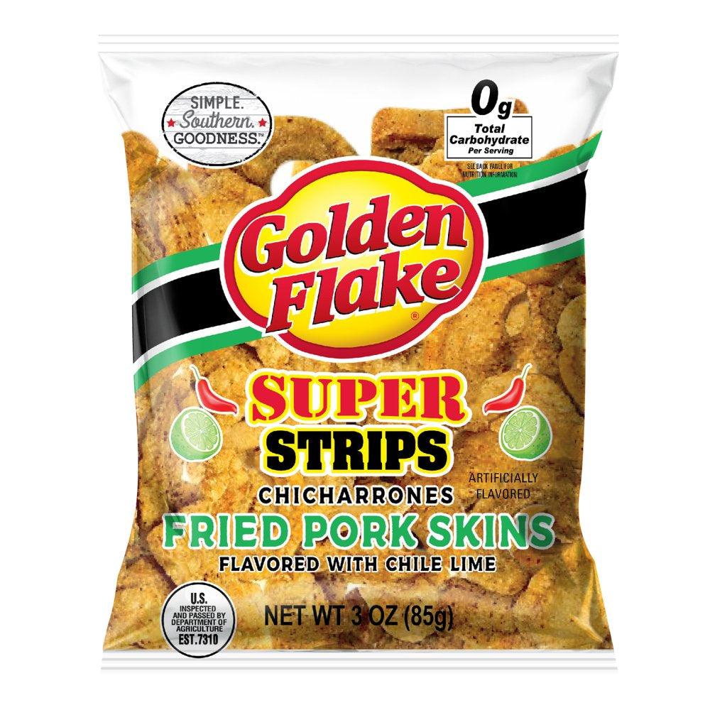 Golden Flake Chicharrones, Super Strips, Bag