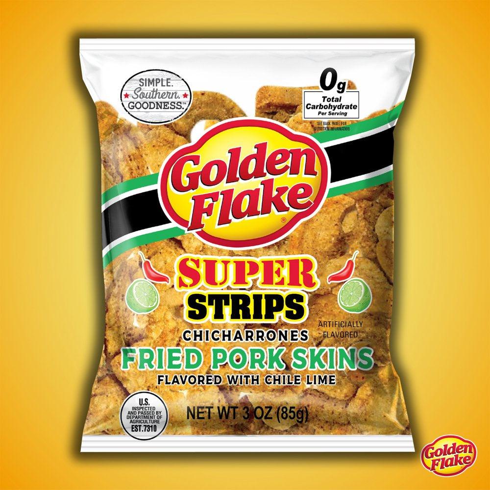 Golden Flake Chicharrones, Super Strips, Bag