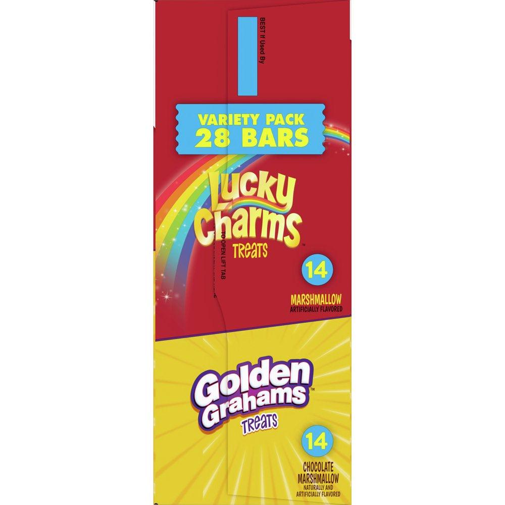 Golden Grahams Lucky Charms Breakfast Cereal Treat Bars Variety Pack, 28 Ct