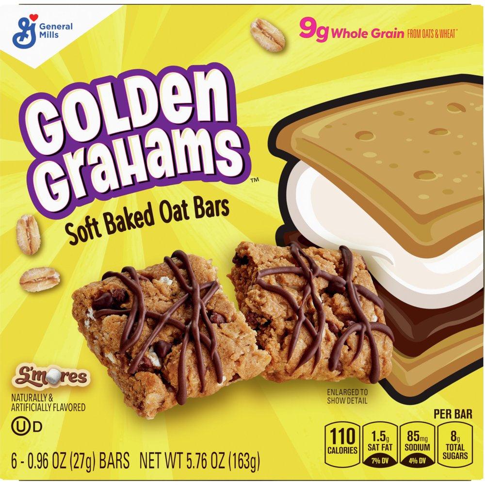 Golden Grahams S'Mores Soft Baked Oat Bars, Chewy Snack Bars, 6 Ct