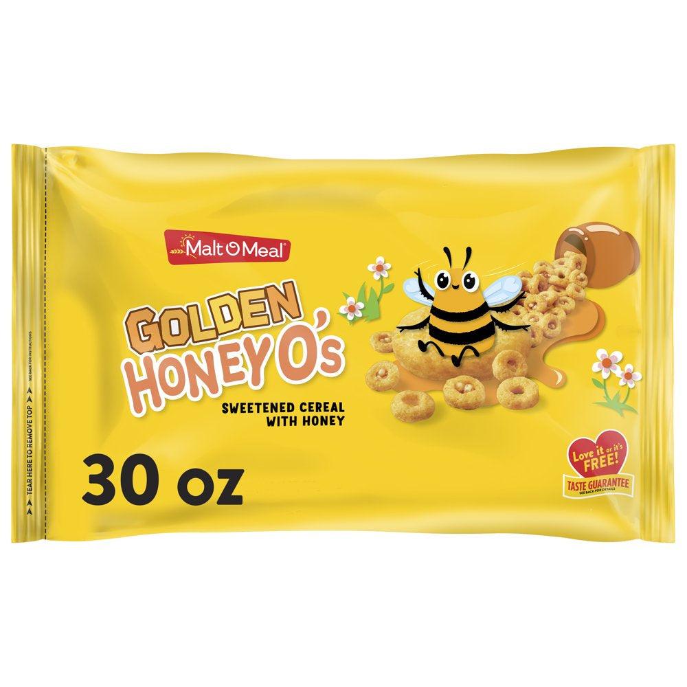 Golden Honey O'S Breakfast Cereal, 30 Oz Resealable Cereal Bag