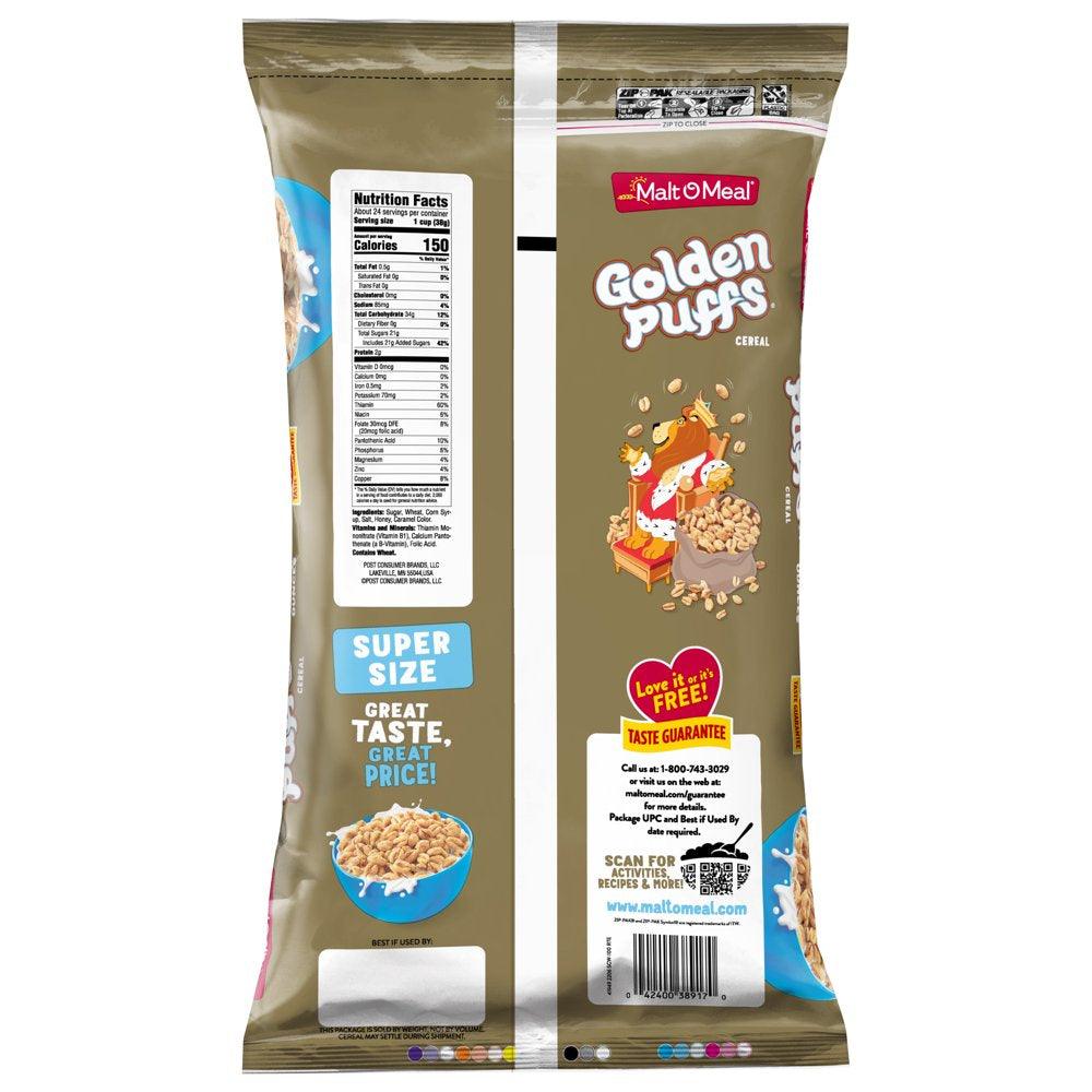 Golden Puffs Breakfast Cereal, Puffed Wheat Cereal, 32 Oz Resealable Cereal Bag