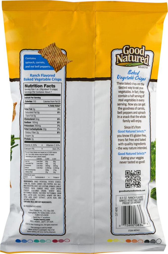 Good Natured Selects Gluten Free Vegetable Ranch Baked Crisps (6.0 Oz, 4 Bags)