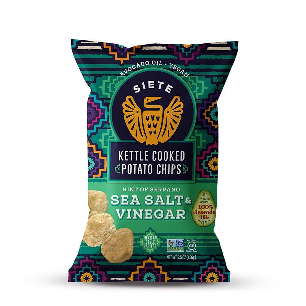 Grain Free Kettle Cooked Potato Chips, Gluten Free, Paleo, Vegan, Non-Gmo, Sea Salt & Vinegar W/ Hint of Serrano, 5 Oz. Bags, (Pack of 6)