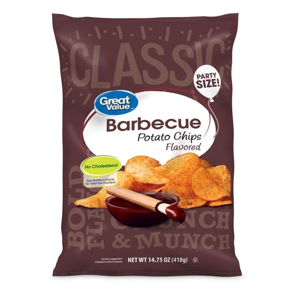 Great Value Barbecue Flavored Potato Chips, Party Size, 14.75 Oz