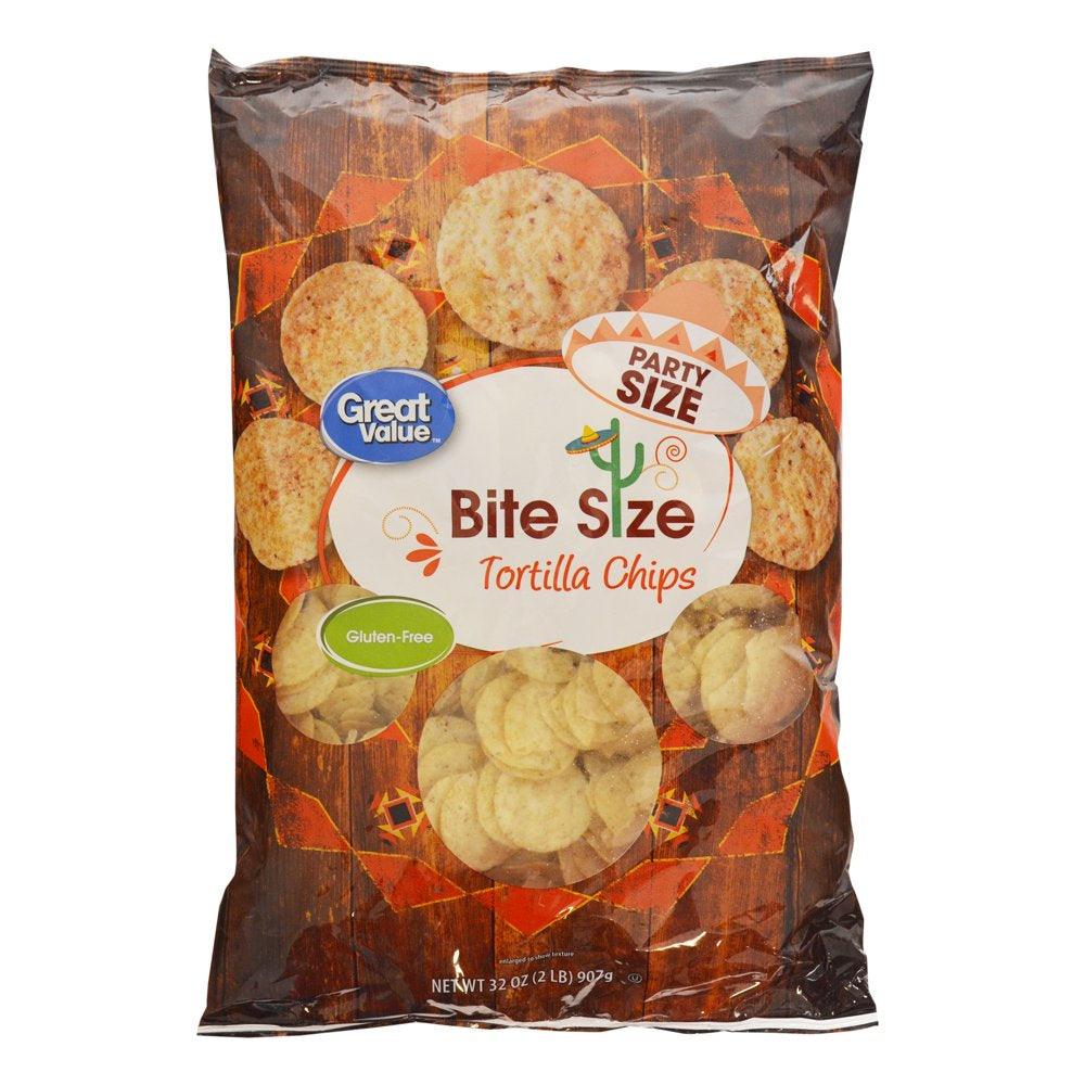 Great Value Bite Size Tortilla Chips Party Size, 32 Oz