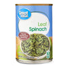 Great Value Canned Leaf Spinach, 13.5 Oz Can