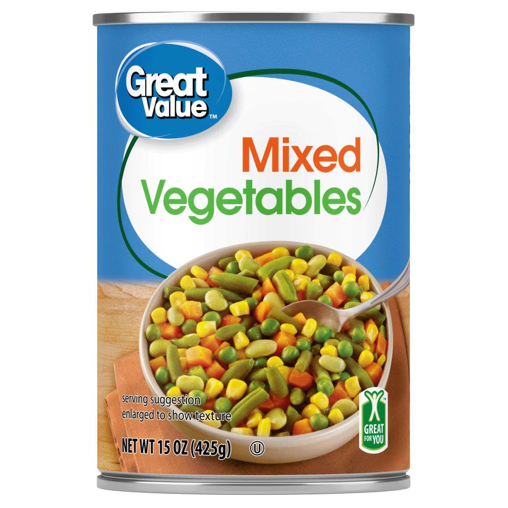 Great Value Canned Mixed Vegetables, 15 Oz Can