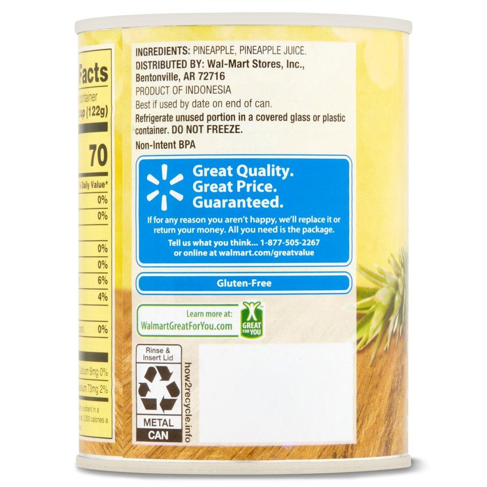 Great Value Canned Pineapple Chunks Packed in 100% Pineapple Juice, 20 Oz