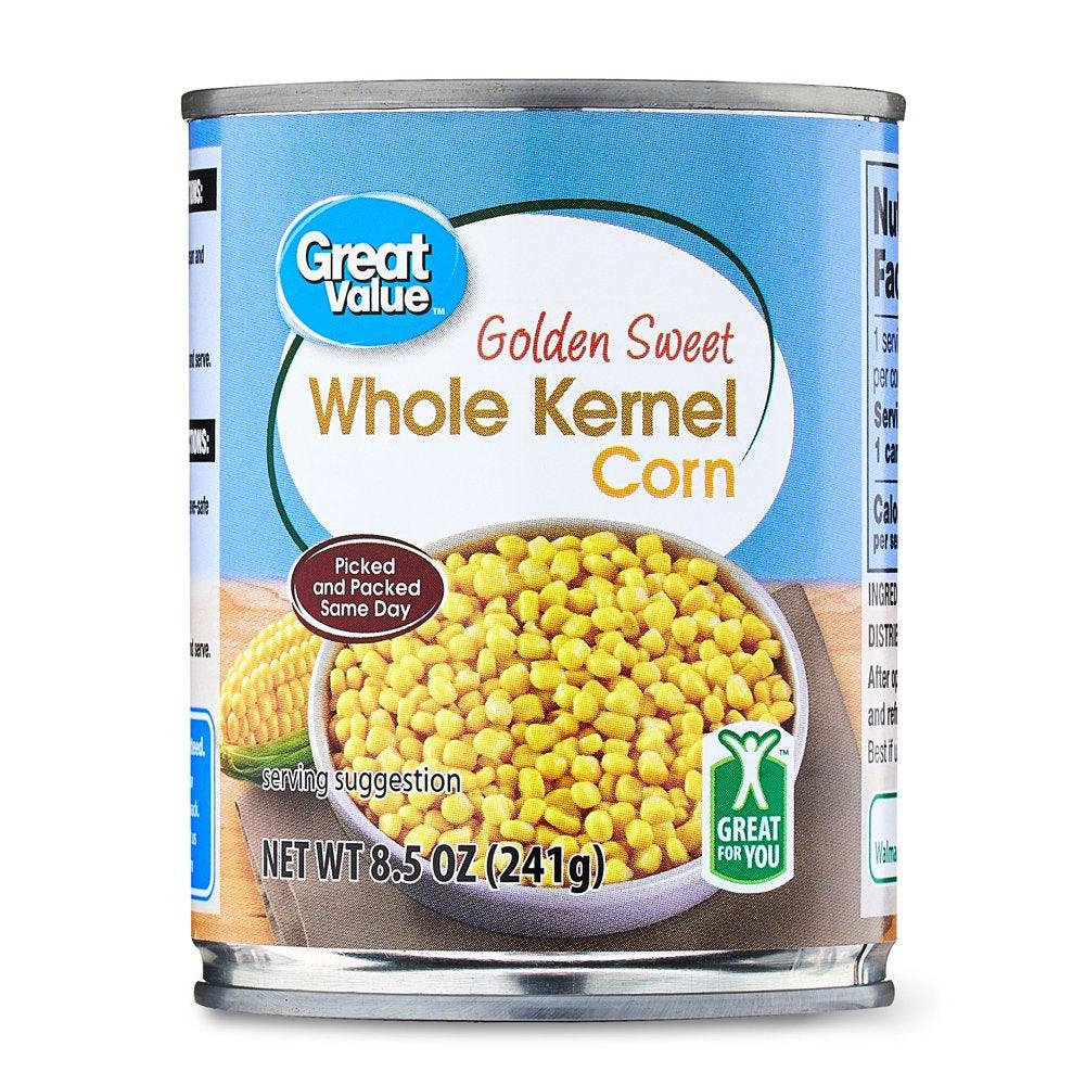 Great Value Canned Sweet Whole Kernel Corn, 8.75 Oz Can