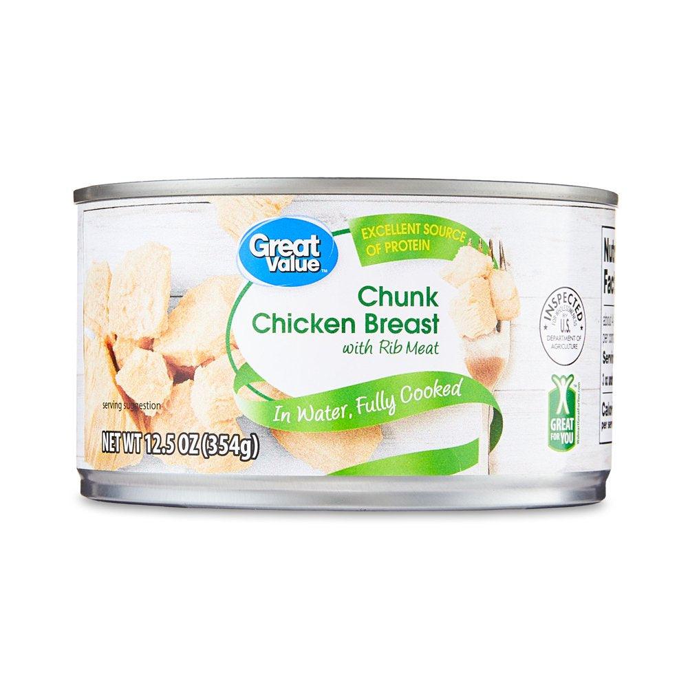 Great Value Chunk Chicken, in Water, 12.5 Oz Can