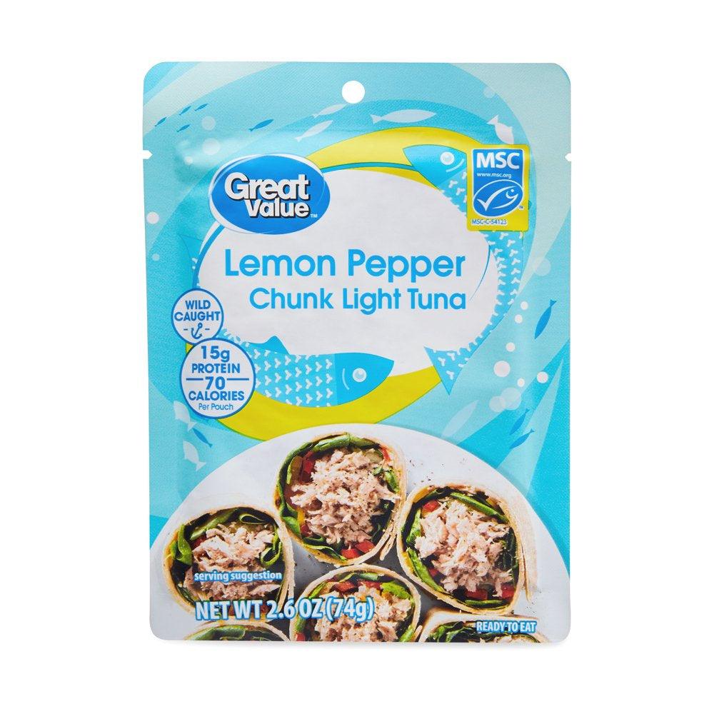 Great Value Chunk Light Tuna, Lemon Pepper, 2.6 Oz