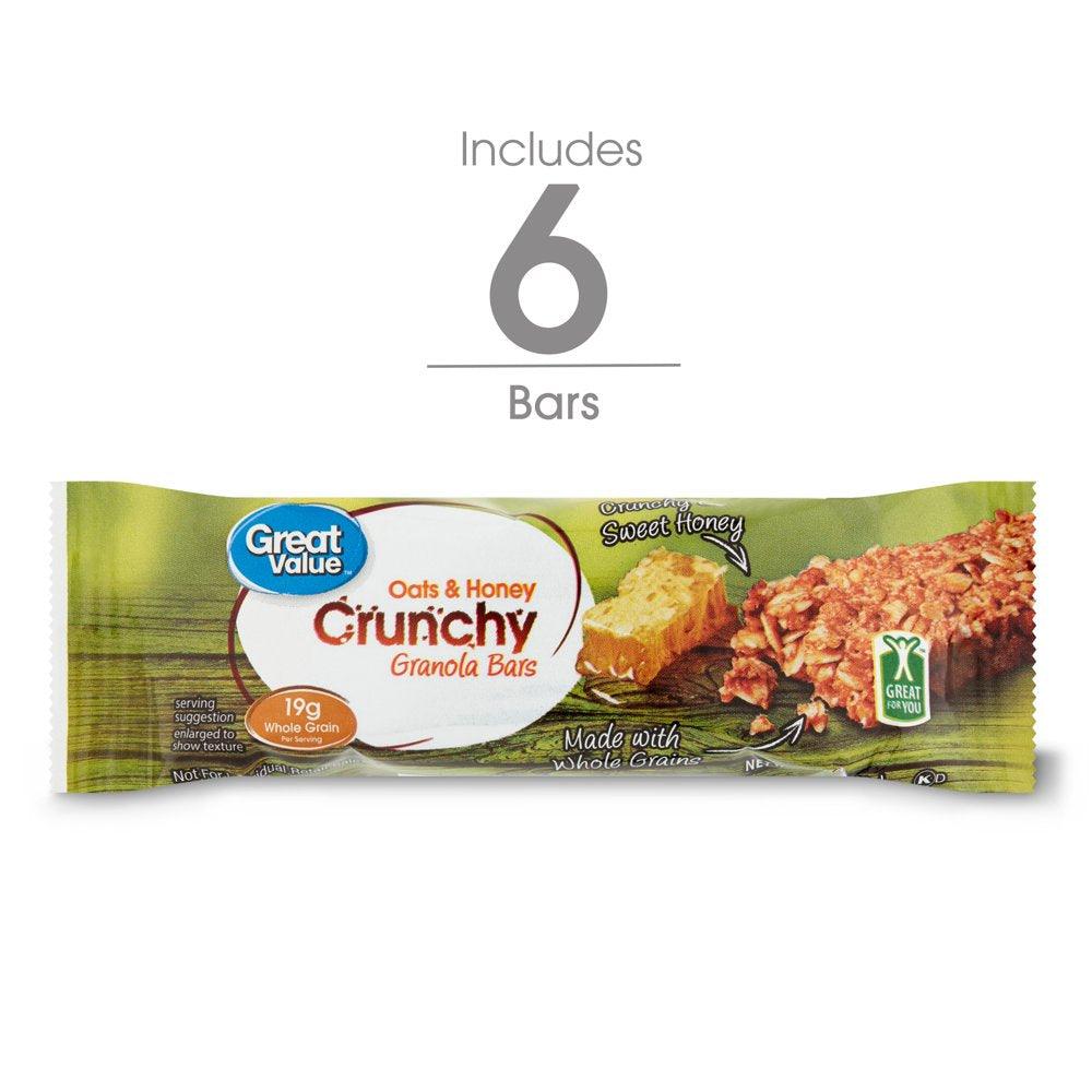 Great Value Crunchy Granola Bars Oats & Honey 1.4 Oz 6 Count