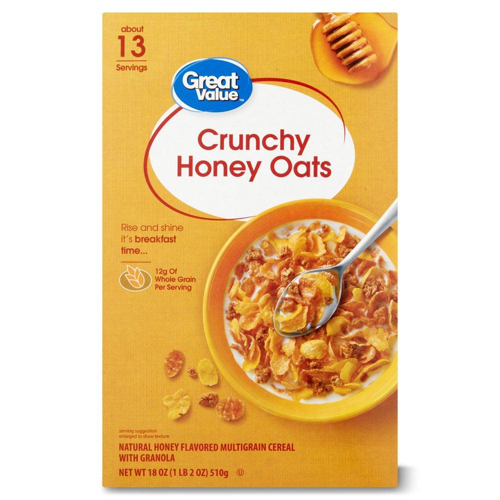 Great Value Crunchy Honey Oats Breakfast Cereal, 18 Oz