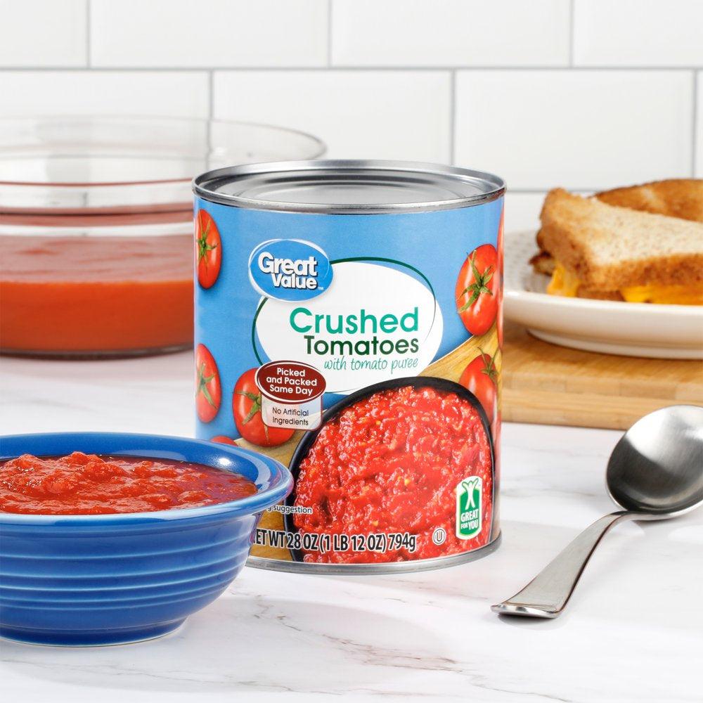 Great Value Crushed Tomatoes with Tomato Puree, 28 Oz