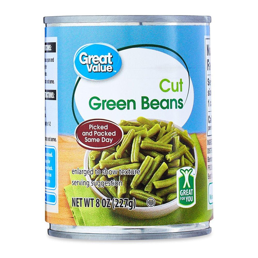 Great Value Cut Green Beans, 8 Oz