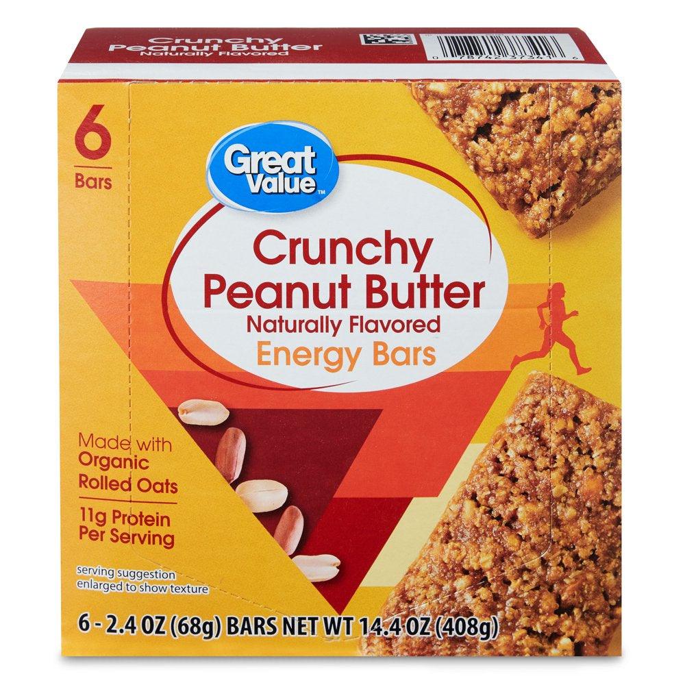 Great Value Energy Bars, Crunchy Peanut Butter, 6 Count