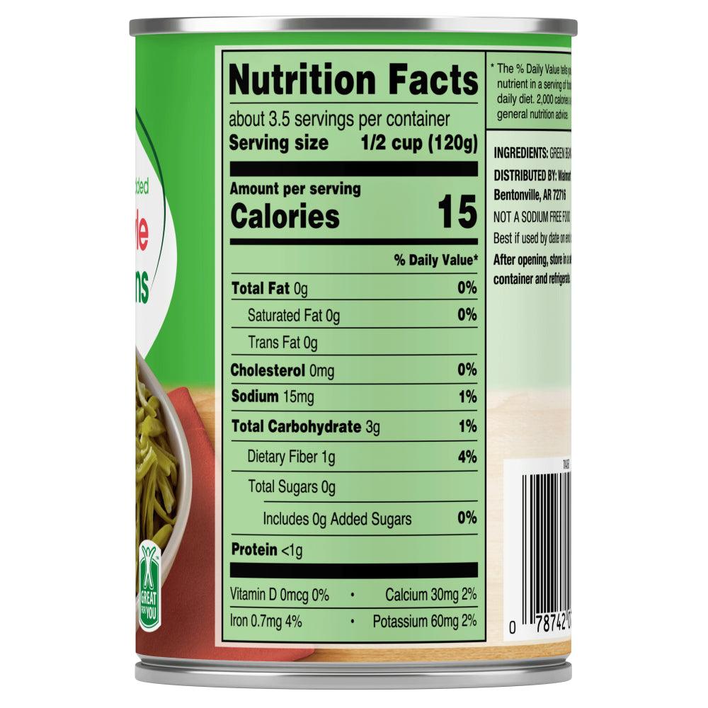 Great Value French Style Green Beans, No Salt Added, 14.25 Oz