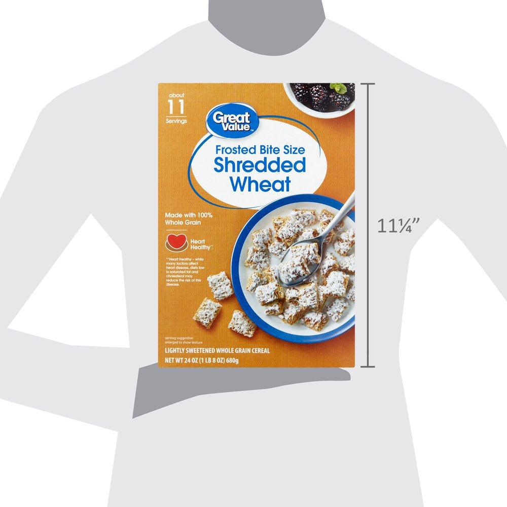 Great Value Frosted Bite Size Shredded Wheat Cereal, 24 Oz