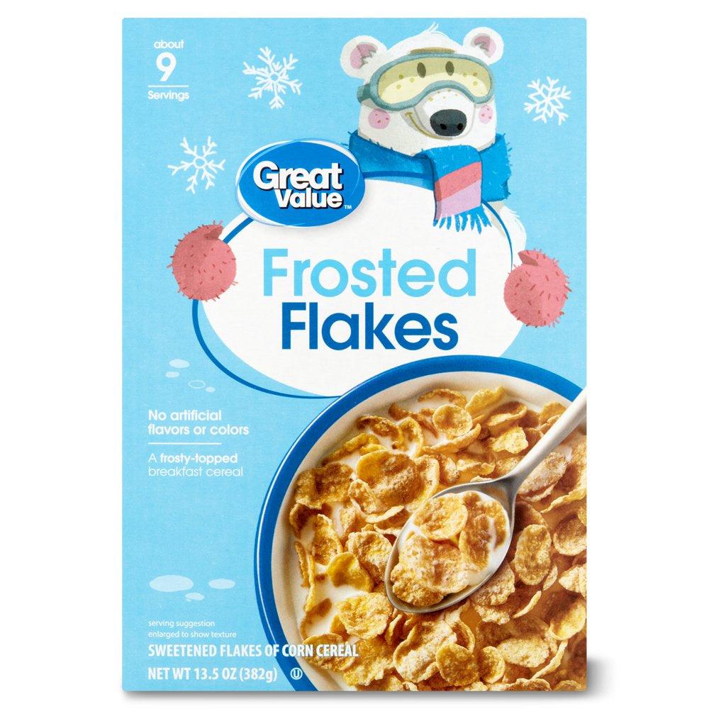 Great Value Frosted Flakes, Breakfast Cereal,13.5 Oz